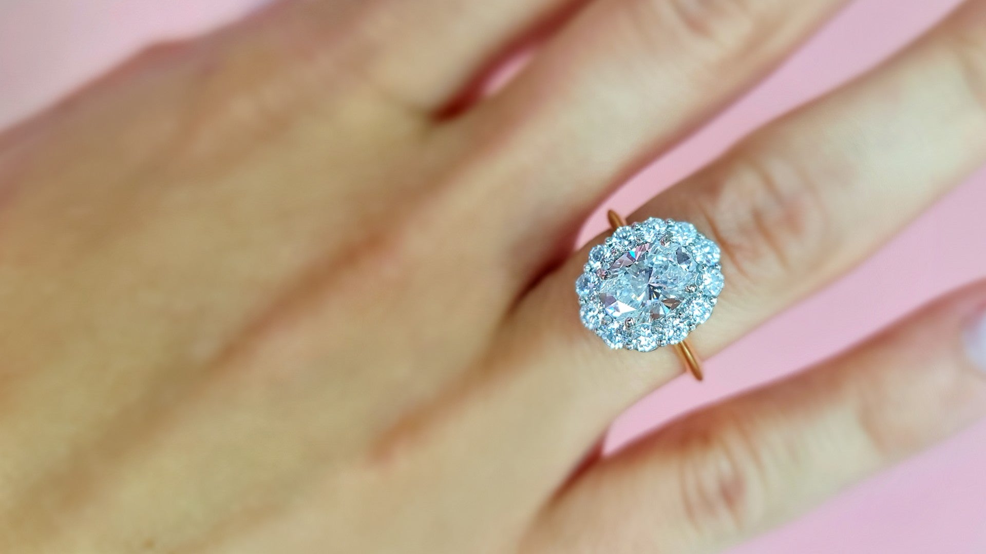 oval diamond halo engagement ring