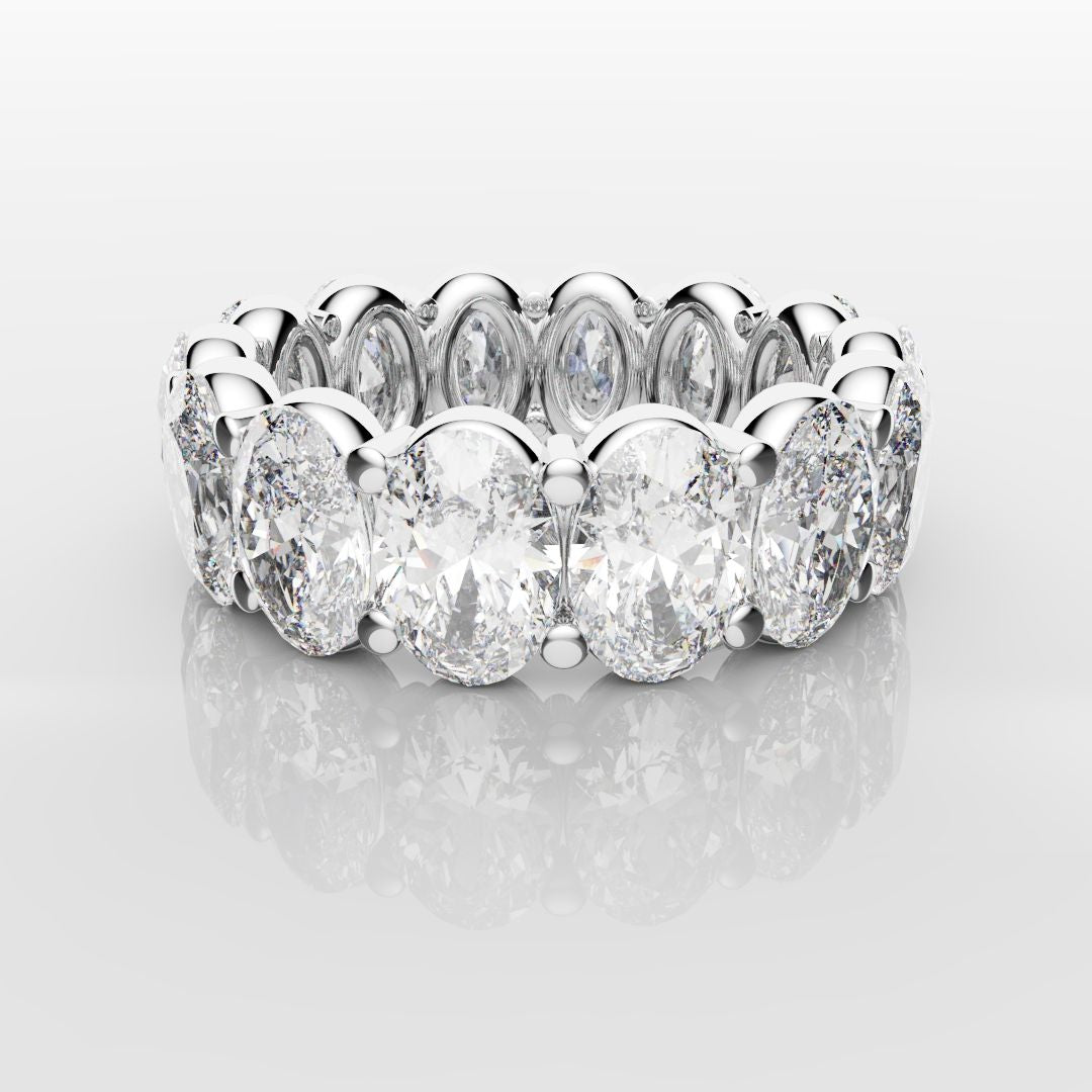 7.5ct Oval Diamond Full Eternity Ring - Platinum