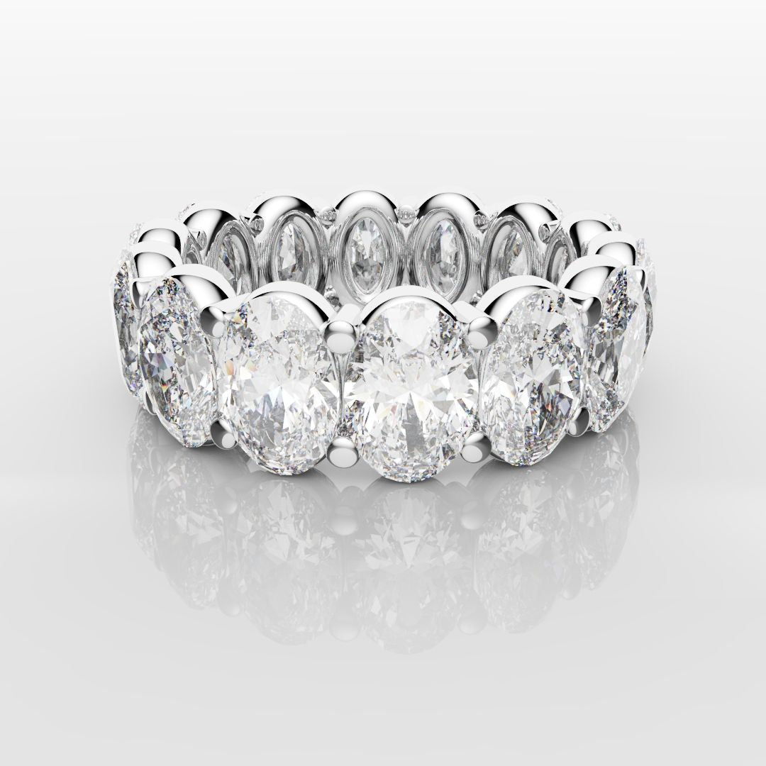 7.5ct Oval Diamond Full Eternity Ring - Platinum