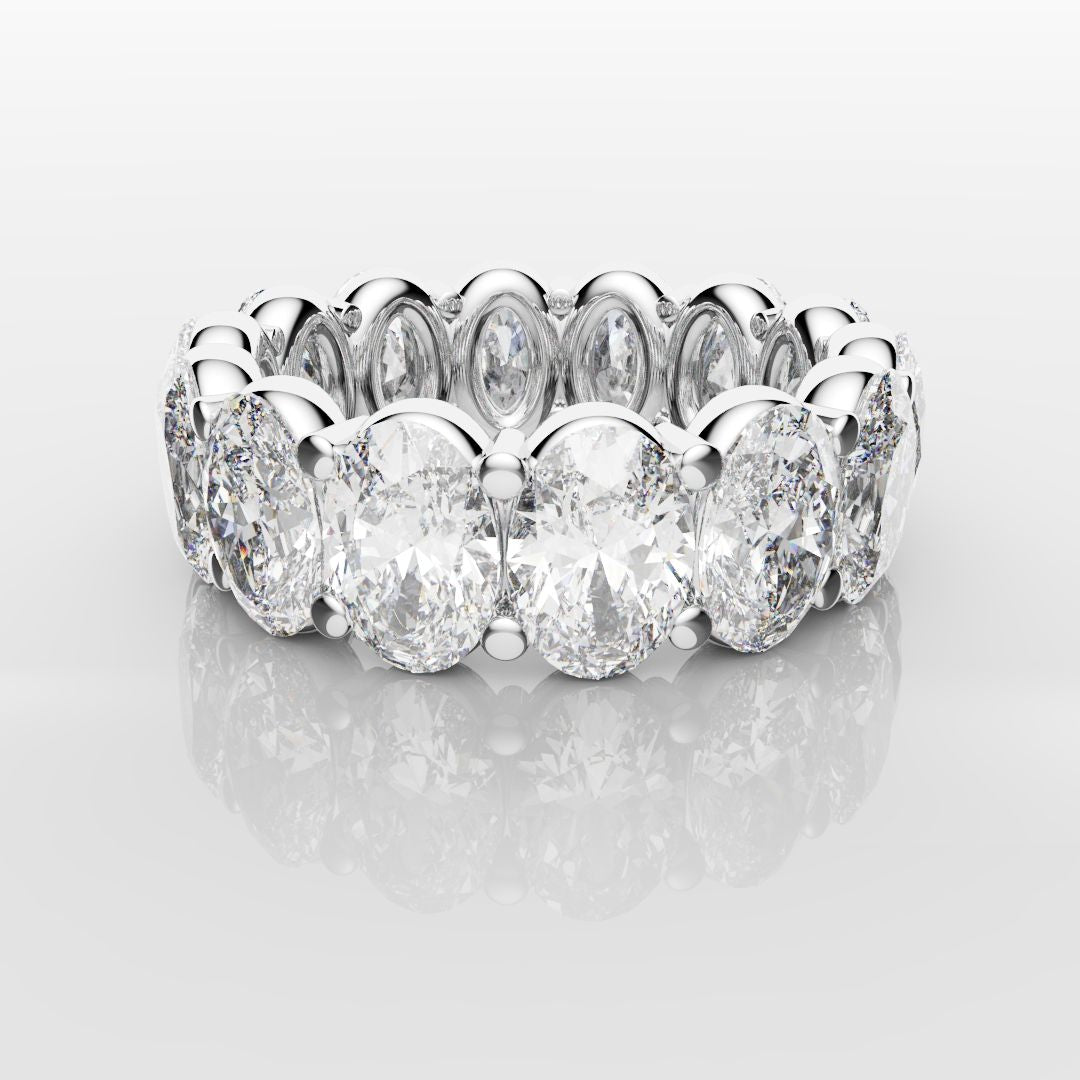 7.5ct Oval Diamond Full Eternity Ring - Platinum