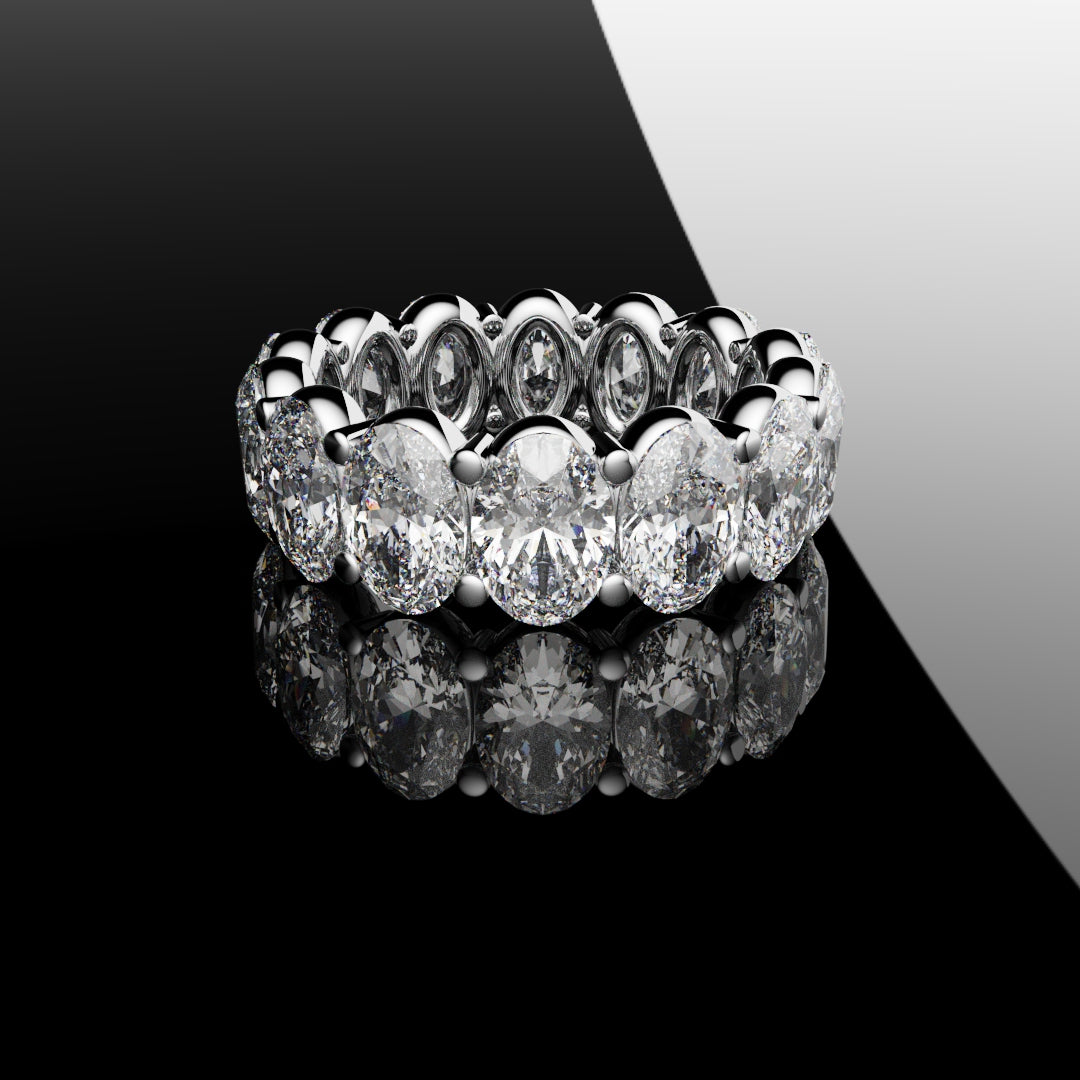 7.5ct Oval Diamond Full Eternity Ring - Platinum