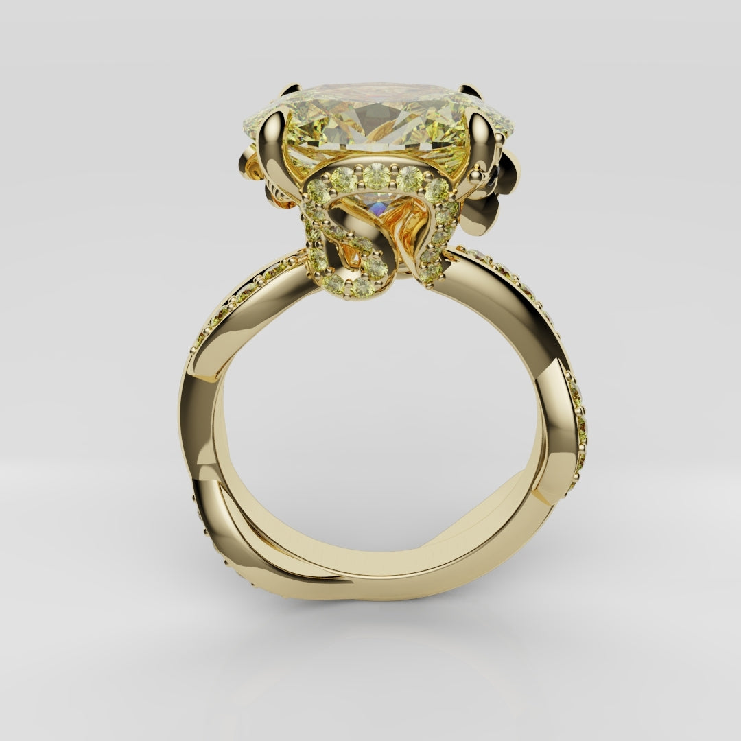 Oval Yellow Diamond Hidden Halo Honey Bee Engagement Ring