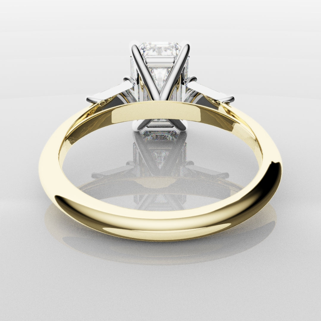 Emerald Cut Diamond Ring With Tapered Baguettes