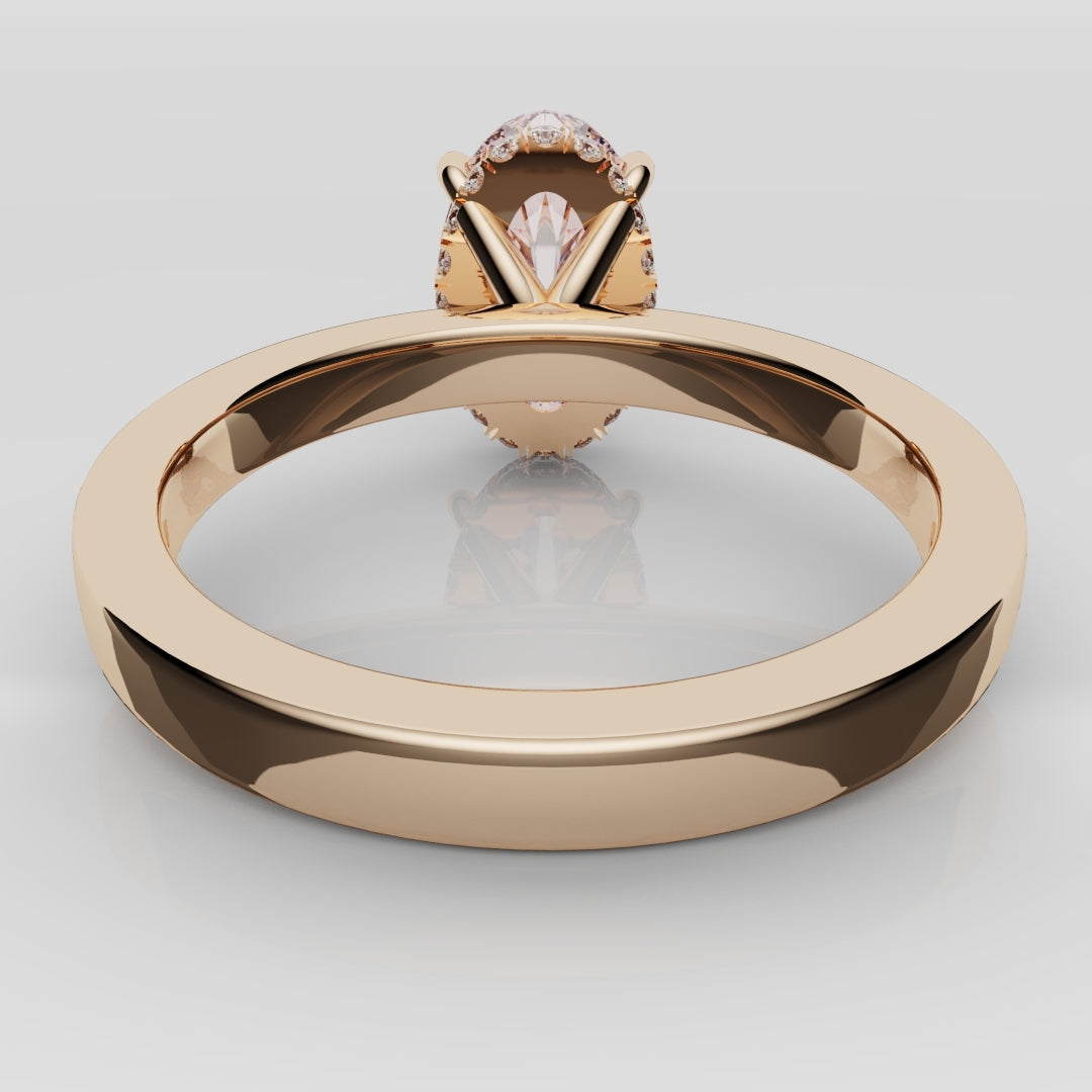 Pink Oval Diamond Hidden halo Engagement Ring