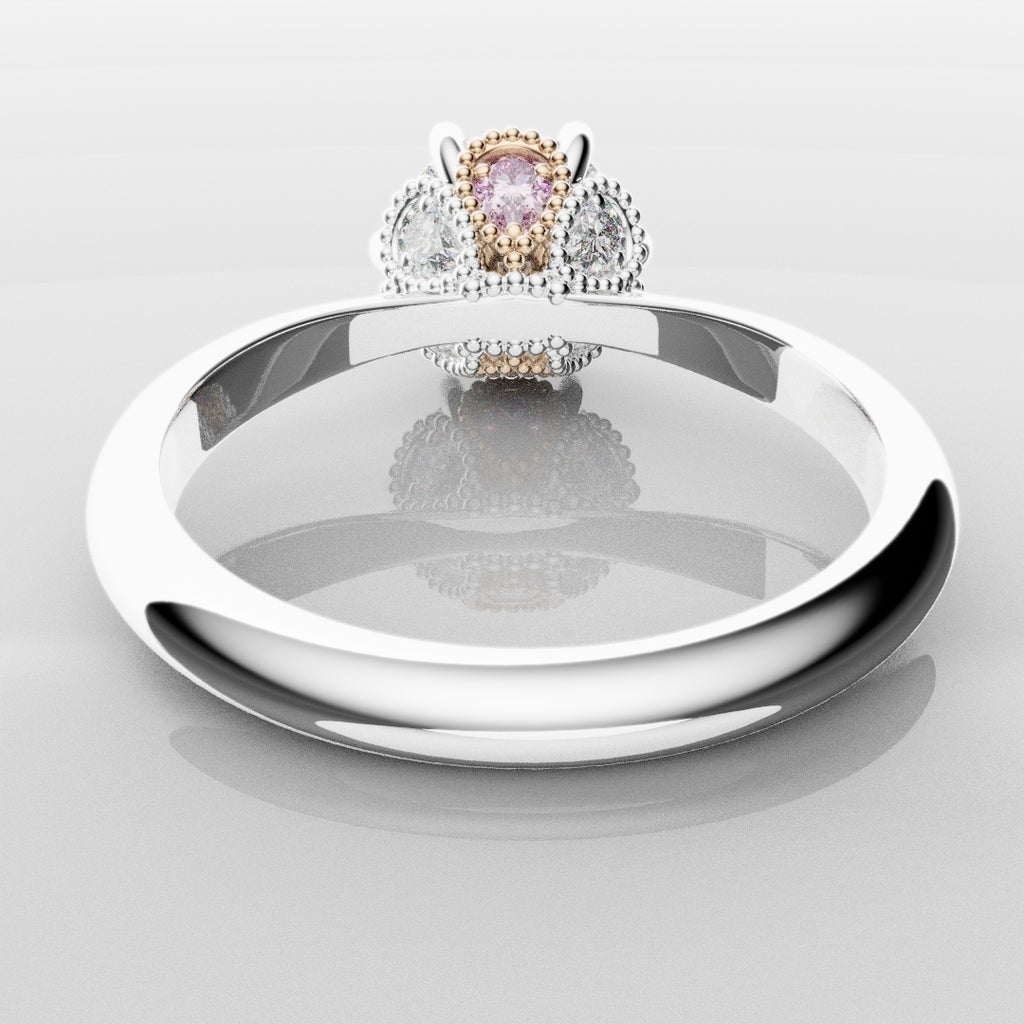 Round Brilliant Cut with Unique Pink Pear Diamond Hidden Halo