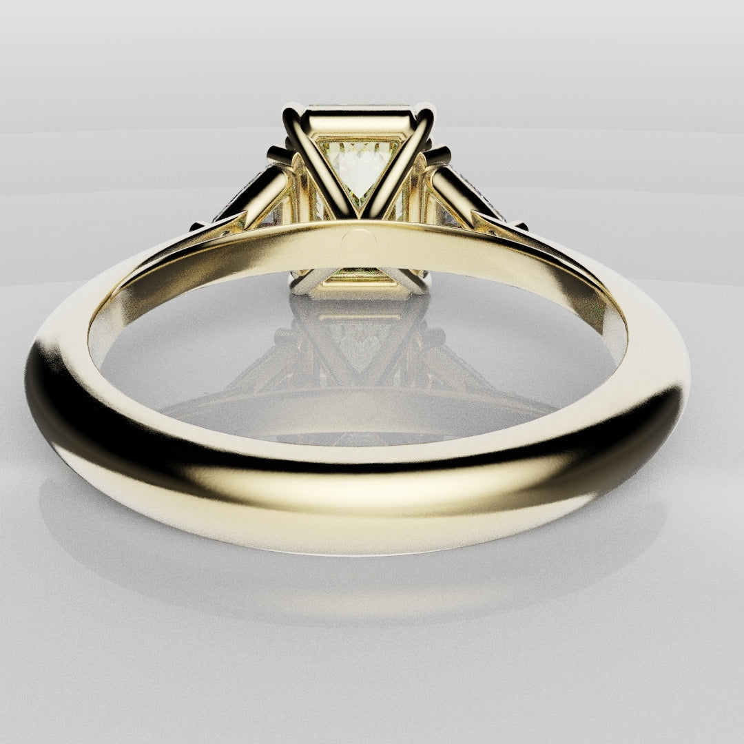 Fancy Yellow Radiant Cut Trilogy Engagement Ring