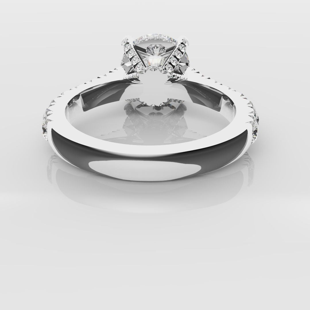 Round Brilliant Cut Hidden Halo With Diamond Set Claws