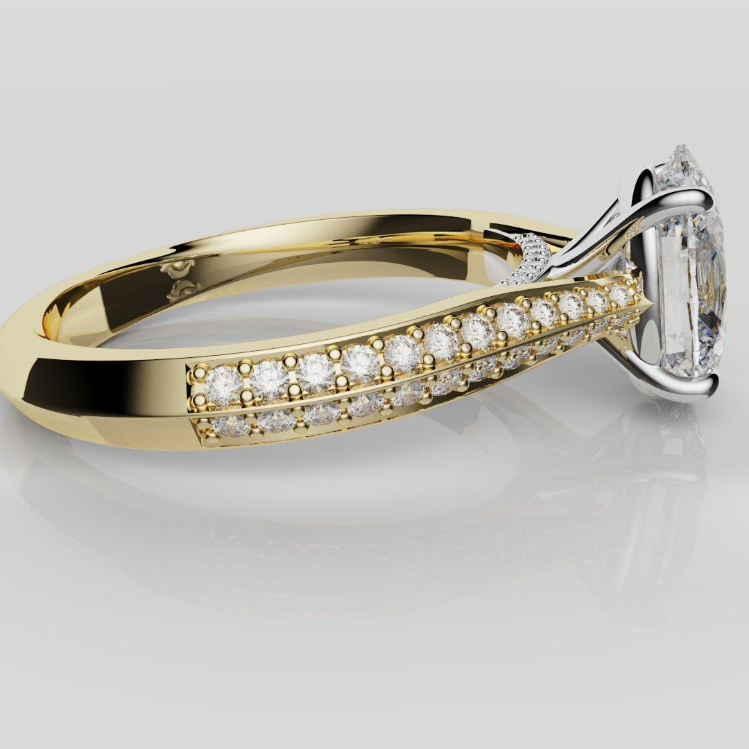 Double Row Pavé Oval Diamond Engagement Ring