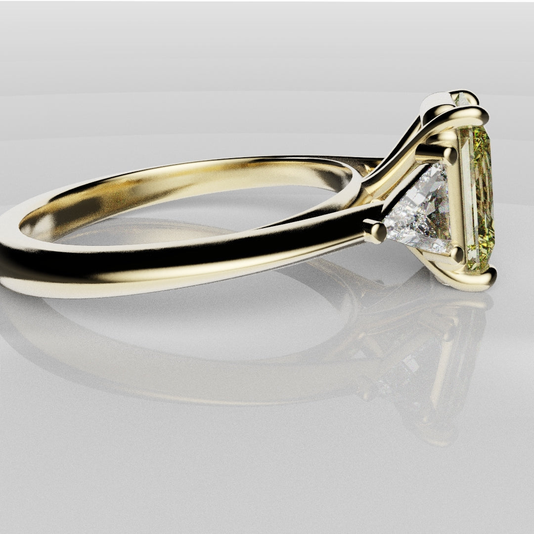 Fancy Yellow Radiant Cut Trilogy Engagement Ring