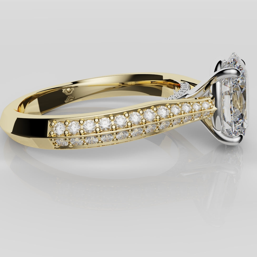 Double Row Pavé Oval Diamond Engagement Ring