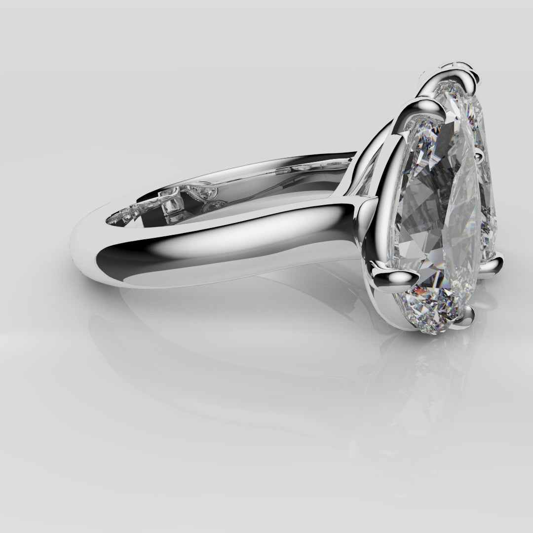 Radiant and Pear Diamond Toi & Moi Engagement Ring