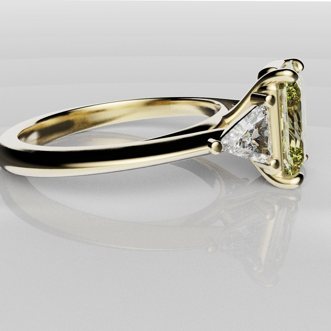 Fancy Yellow Radiant Cut Trilogy Engagement Ring