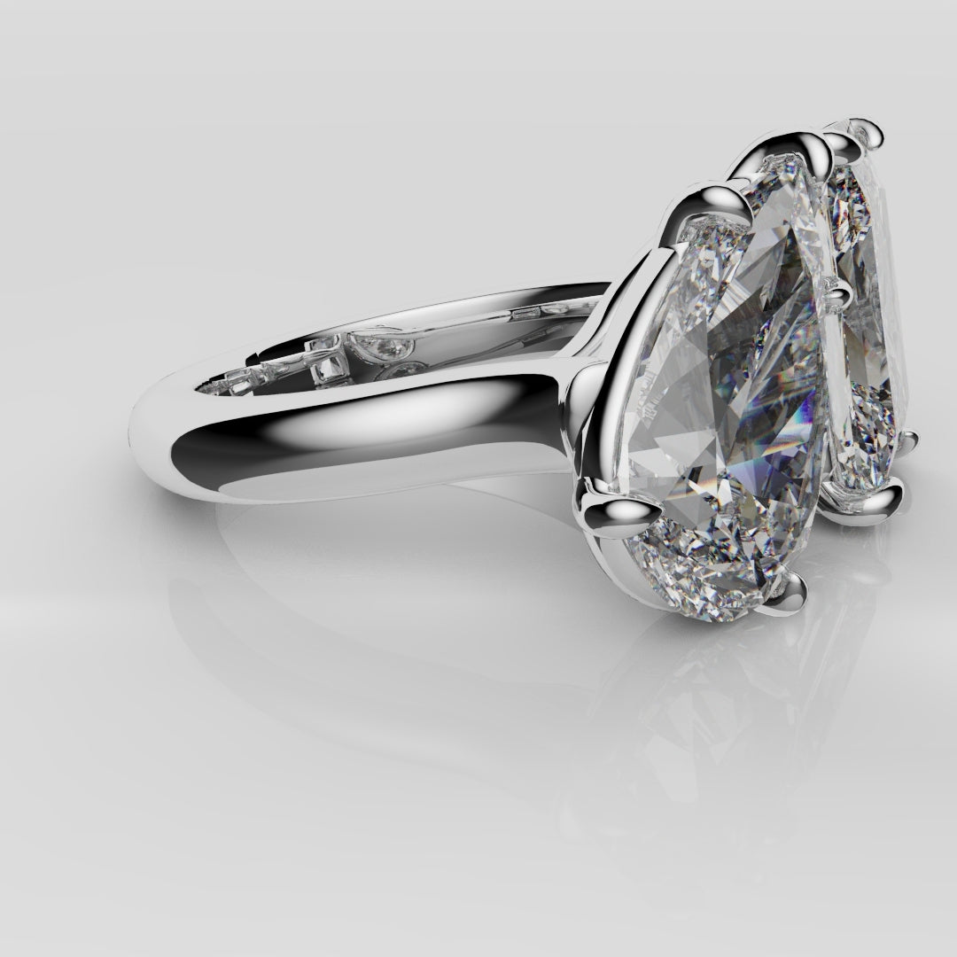 Radiant and Pear Diamond Toi & Moi Engagement Ring