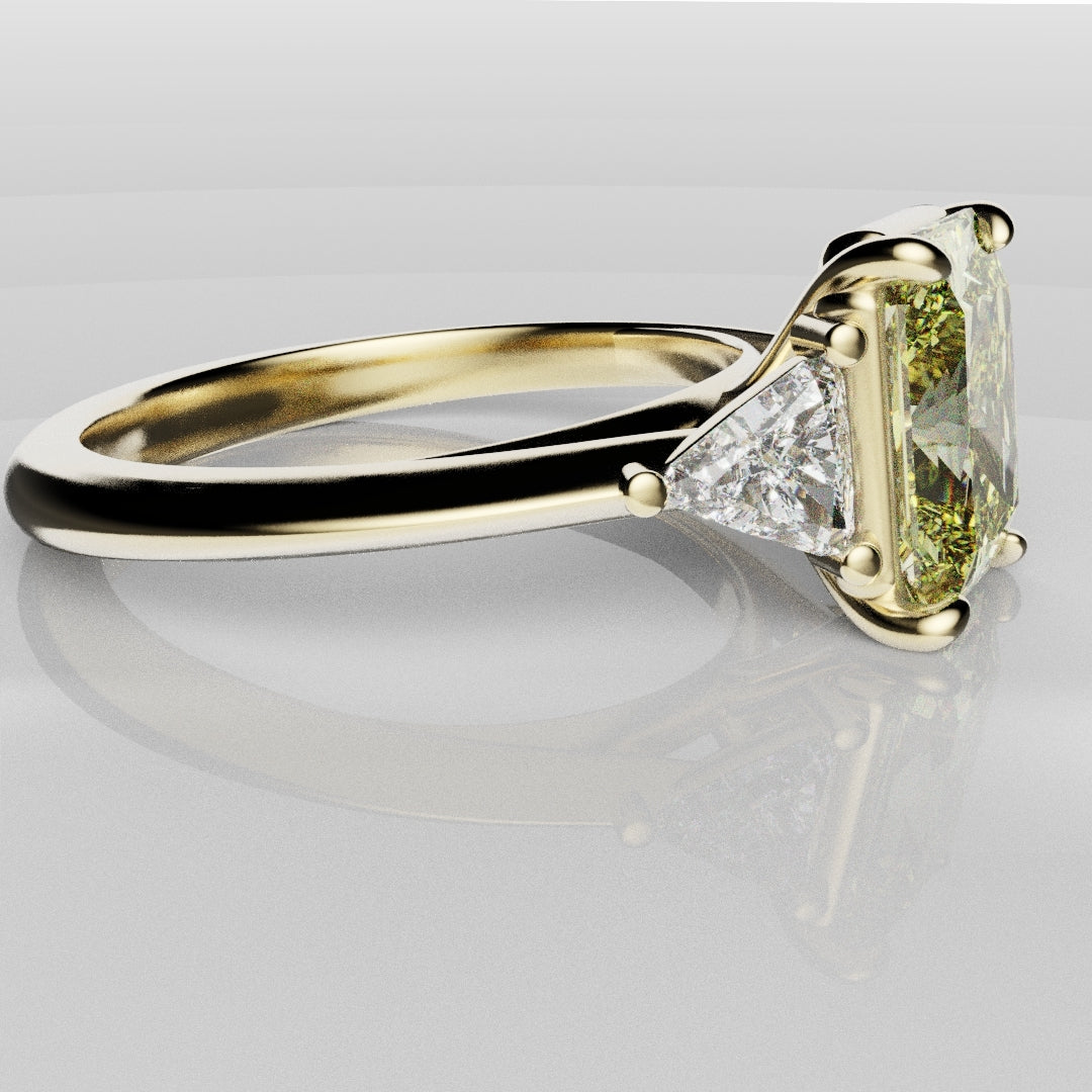 Fancy Yellow Radiant Cut Trilogy Engagement Ring