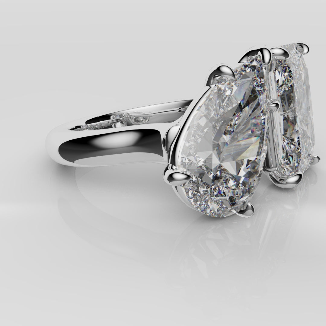 Radiant and Pear Diamond Toi & Moi Engagement Ring