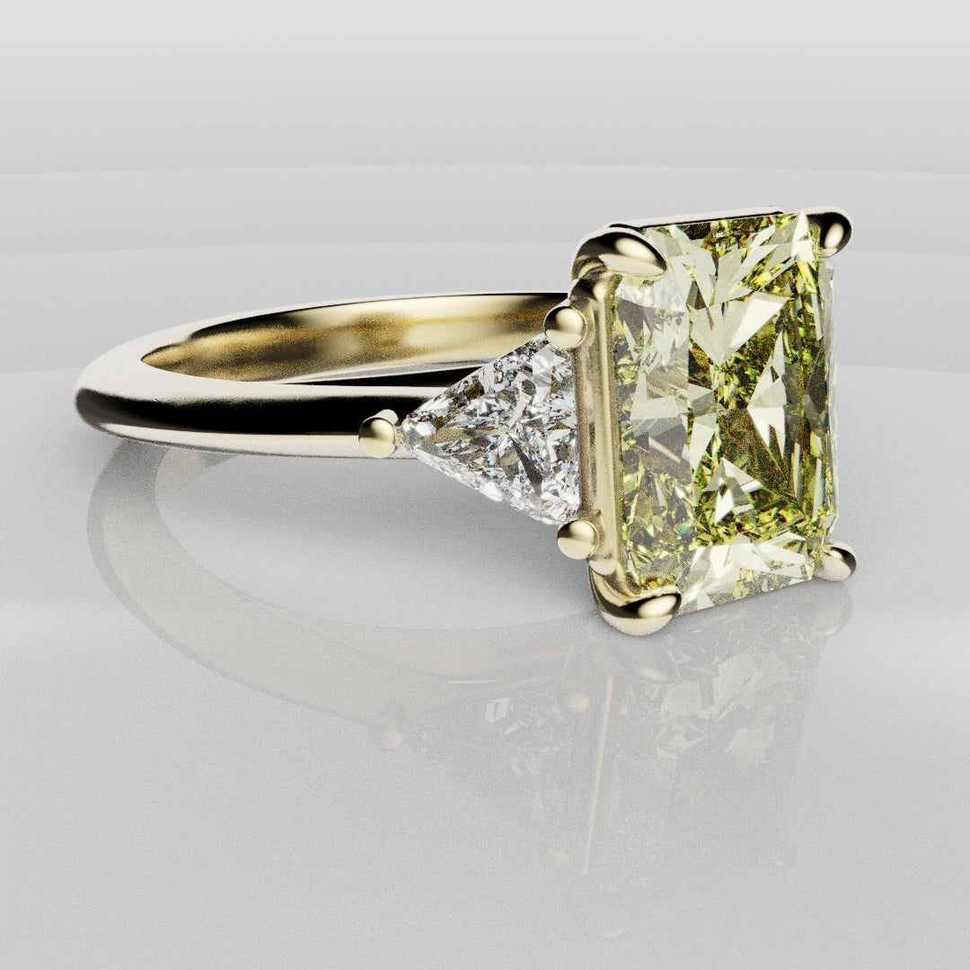 Fancy Yellow Radiant Cut Trilogy Engagement Ring