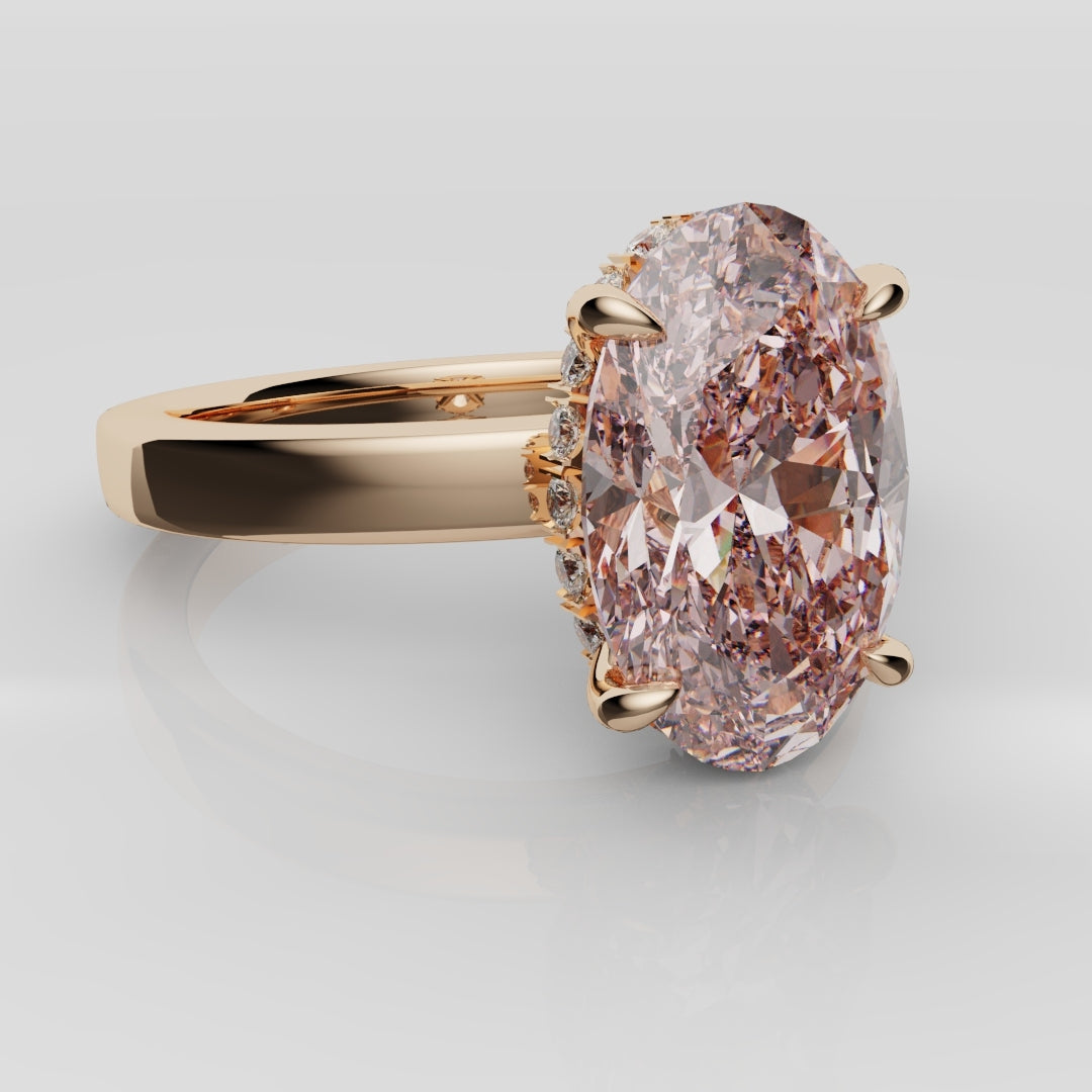 Pink Oval Diamond Hidden halo Engagement Ring