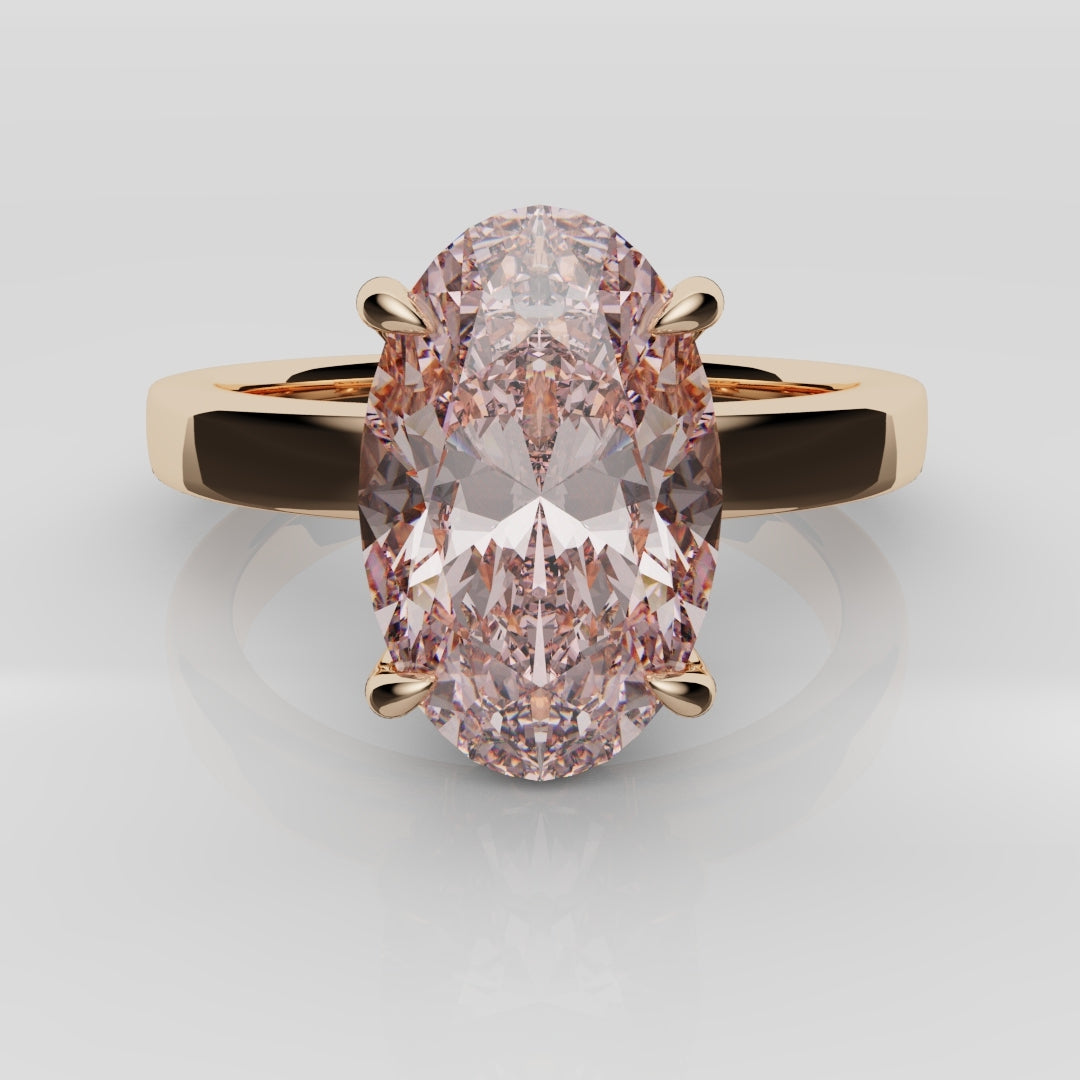 Pink Oval Diamond Hidden halo Engagement Ring