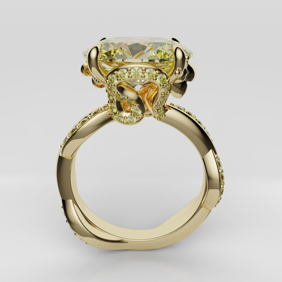 Oval Yellow Diamond Hidden Halo Honey Bee Engagement Ring