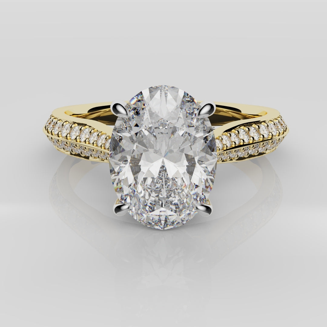 Double Row Pavé Oval Diamond Engagement Ring