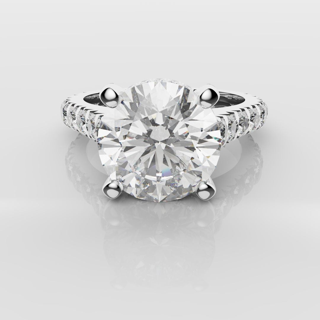Round Brilliant Cut Hidden Halo With Diamond Set Claws