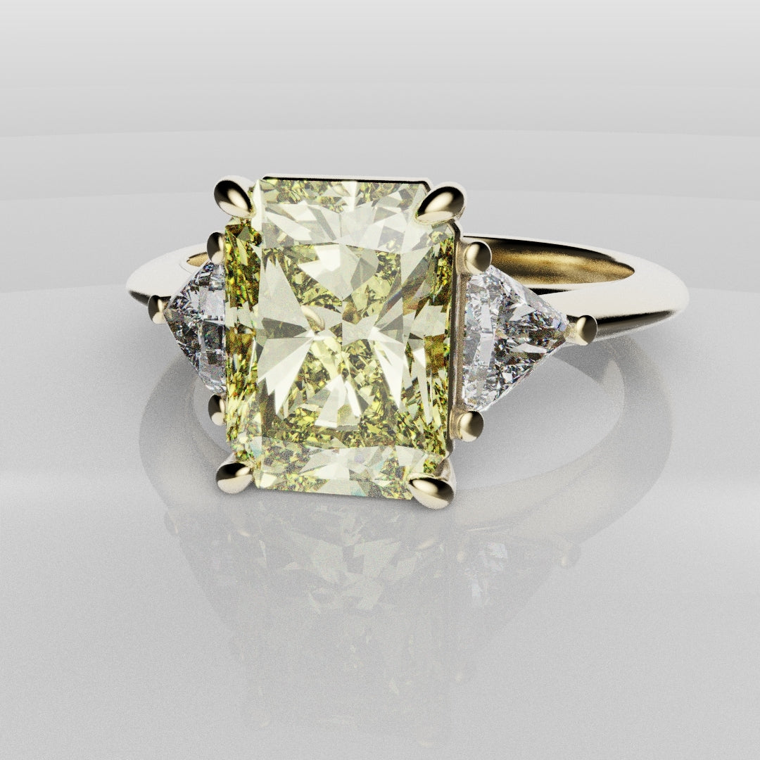 Fancy Yellow Radiant Cut Trilogy Engagement Ring
