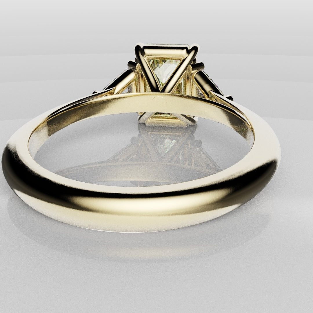Fancy Yellow Radiant Cut Trilogy Engagement Ring