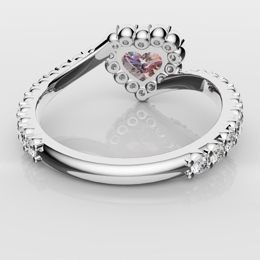 Pink Heart Diamond Halo Engagement Ring