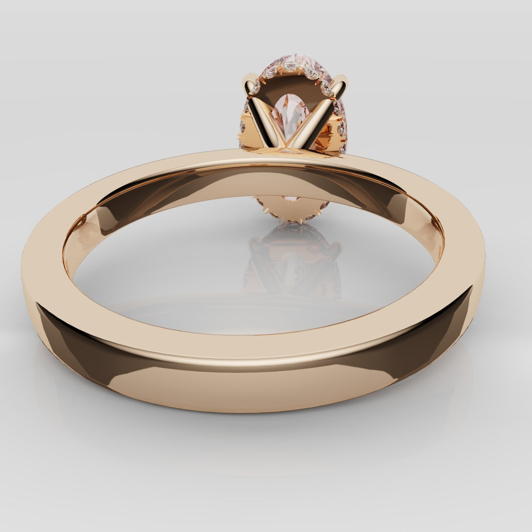 Pink Oval Diamond Hidden halo Engagement Ring