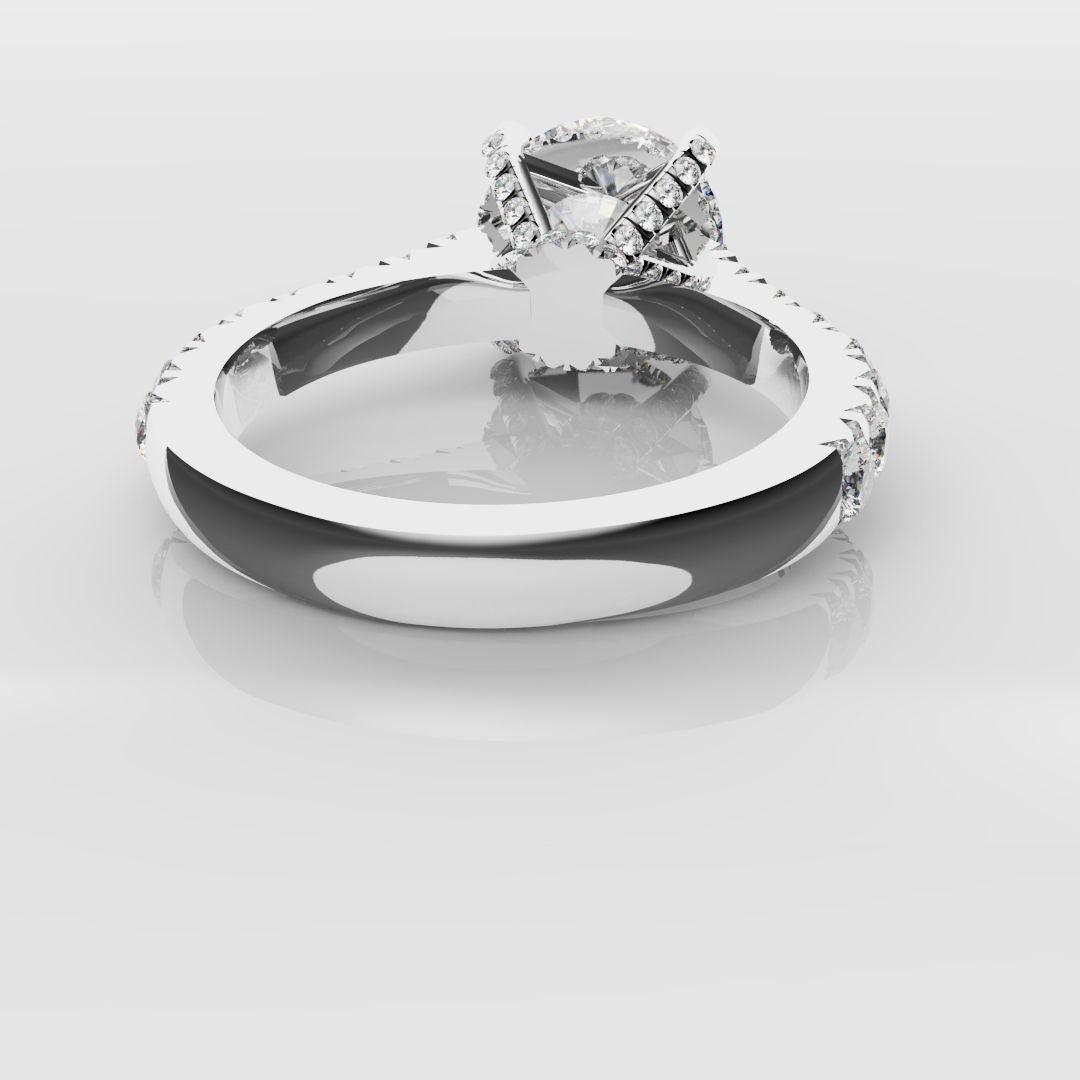 Round Brilliant Cut Hidden Halo With Diamond Set Claws