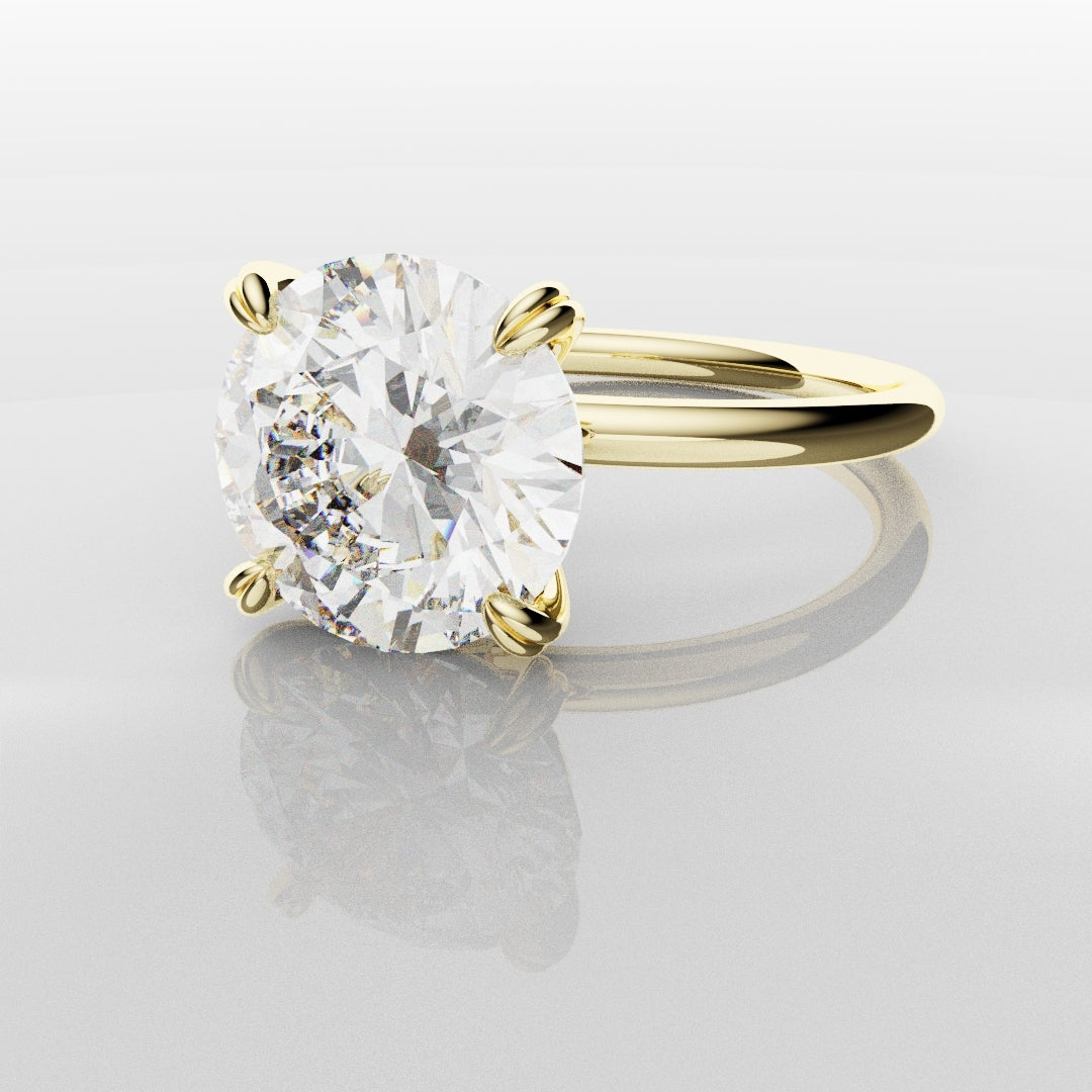 3ct Round Brilliant Cut Yellow Gold Solitaire Engagement Ring