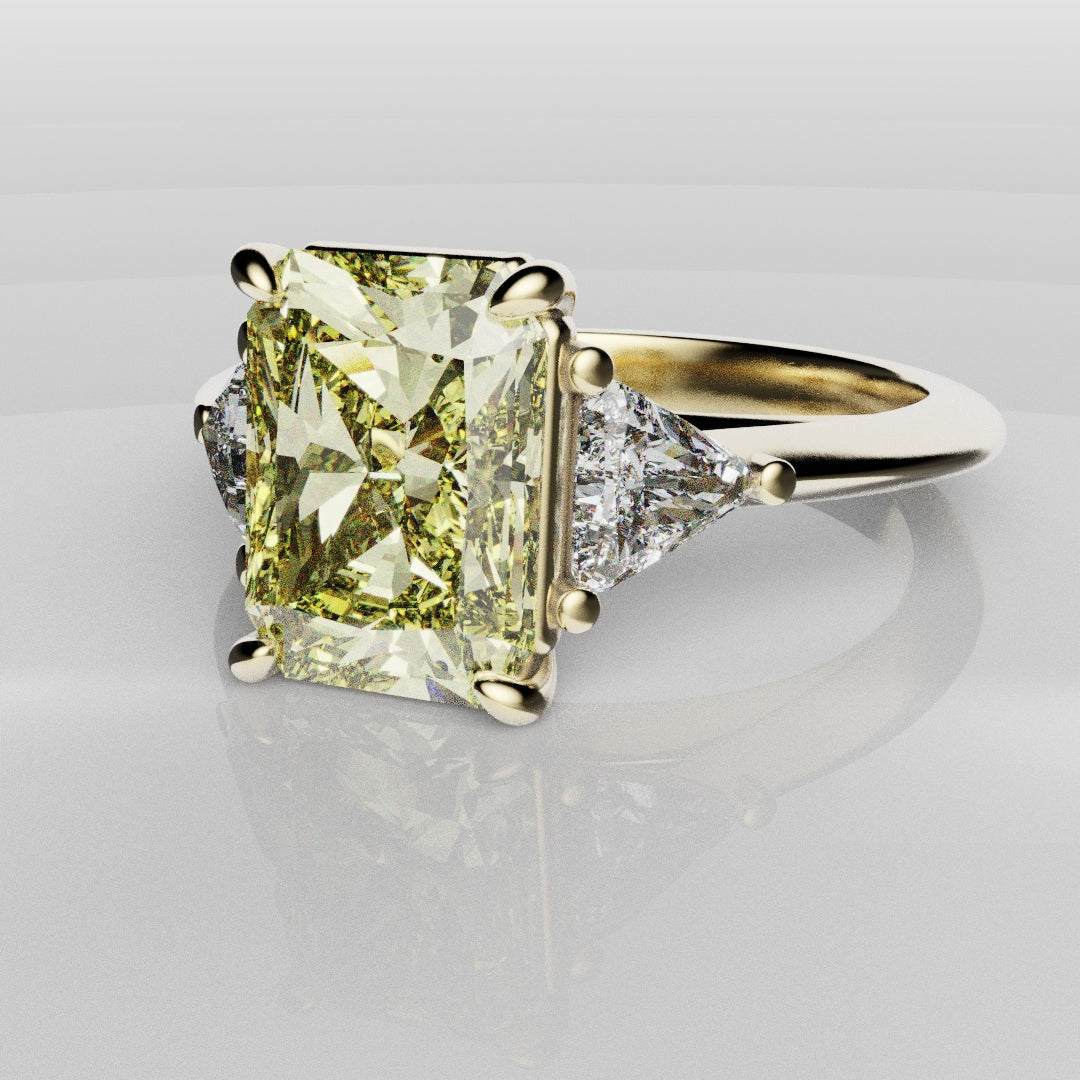 Fancy Yellow Radiant Cut Trilogy Engagement Ring