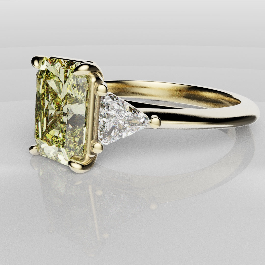 Fancy Yellow Radiant Cut Trilogy Engagement Ring