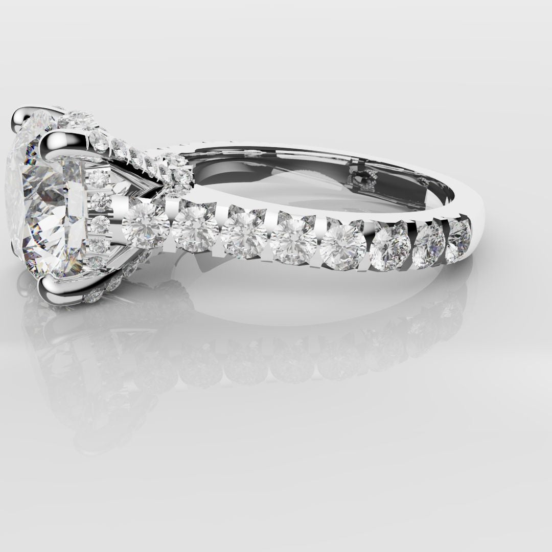 Round Brilliant Cut Hidden Halo With Diamond Set Claws