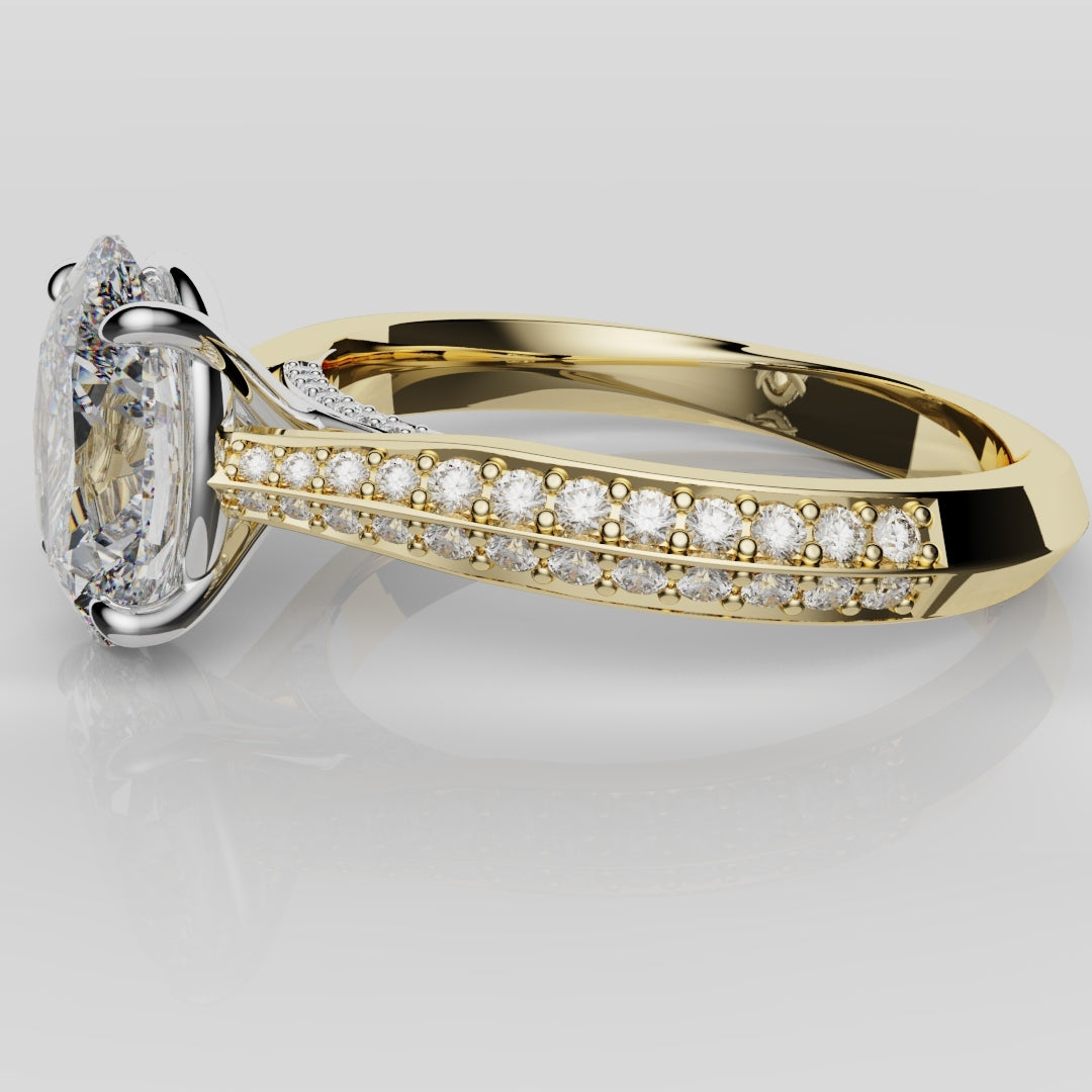 Double Row Pavé Oval Diamond Engagement Ring