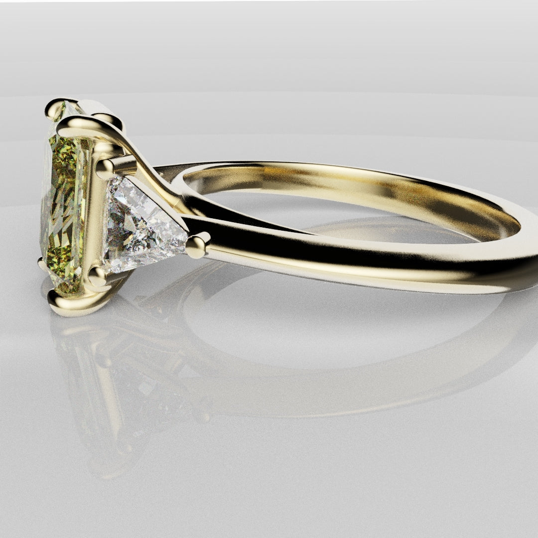 Fancy Yellow Radiant Cut Trilogy Engagement Ring