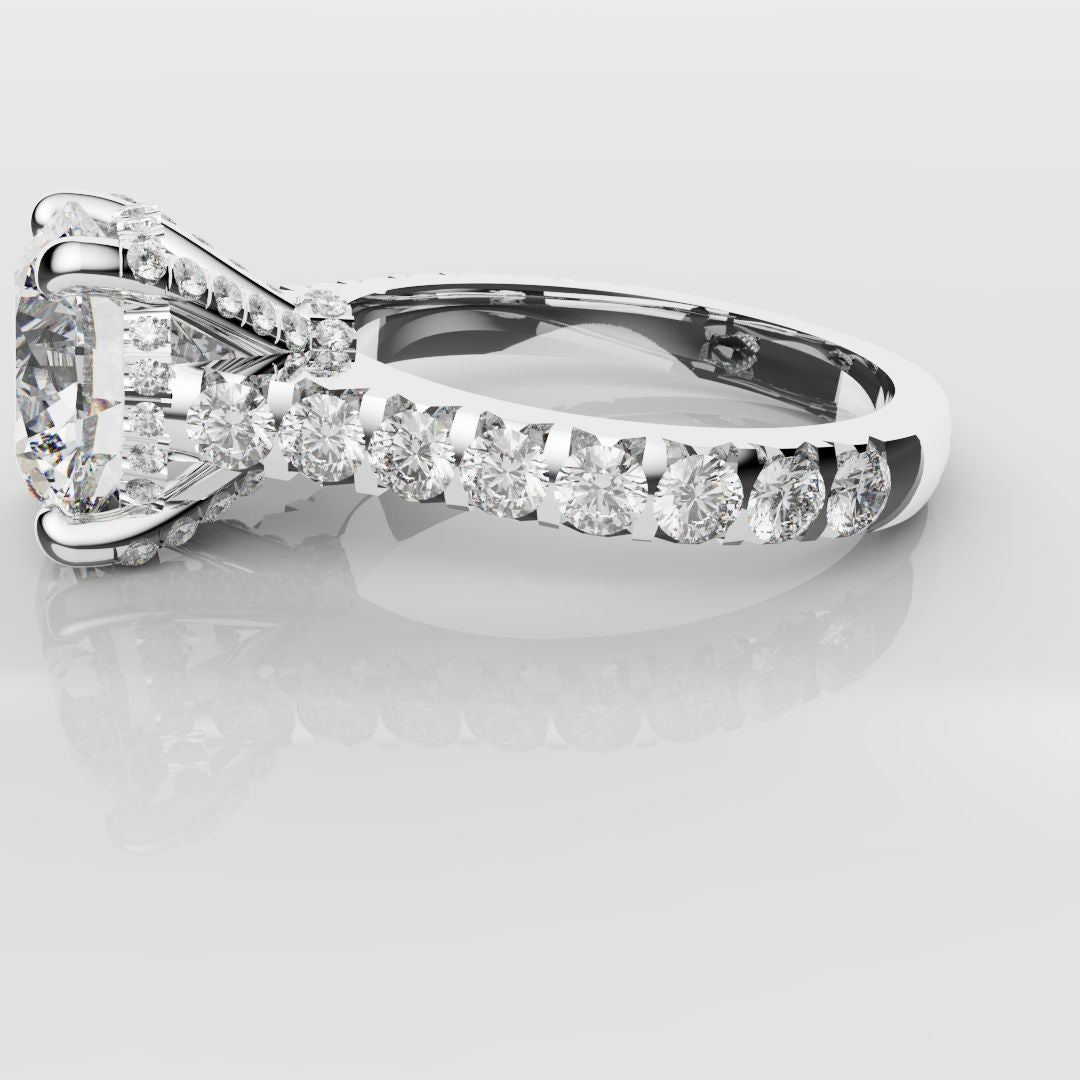Round Brilliant Cut Hidden Halo With Diamond Set Claws