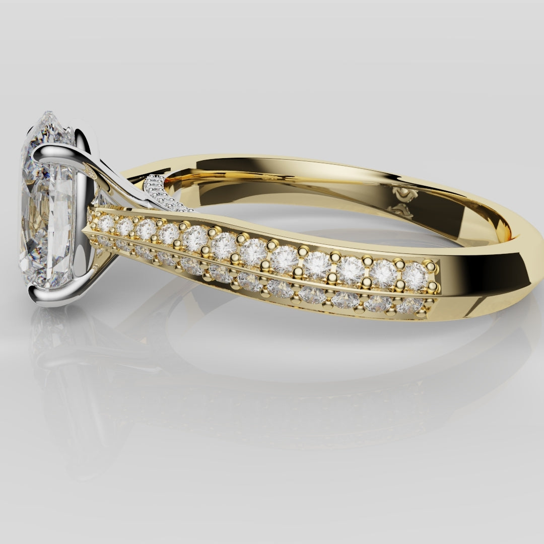Double Row Pavé Oval Diamond Engagement Ring