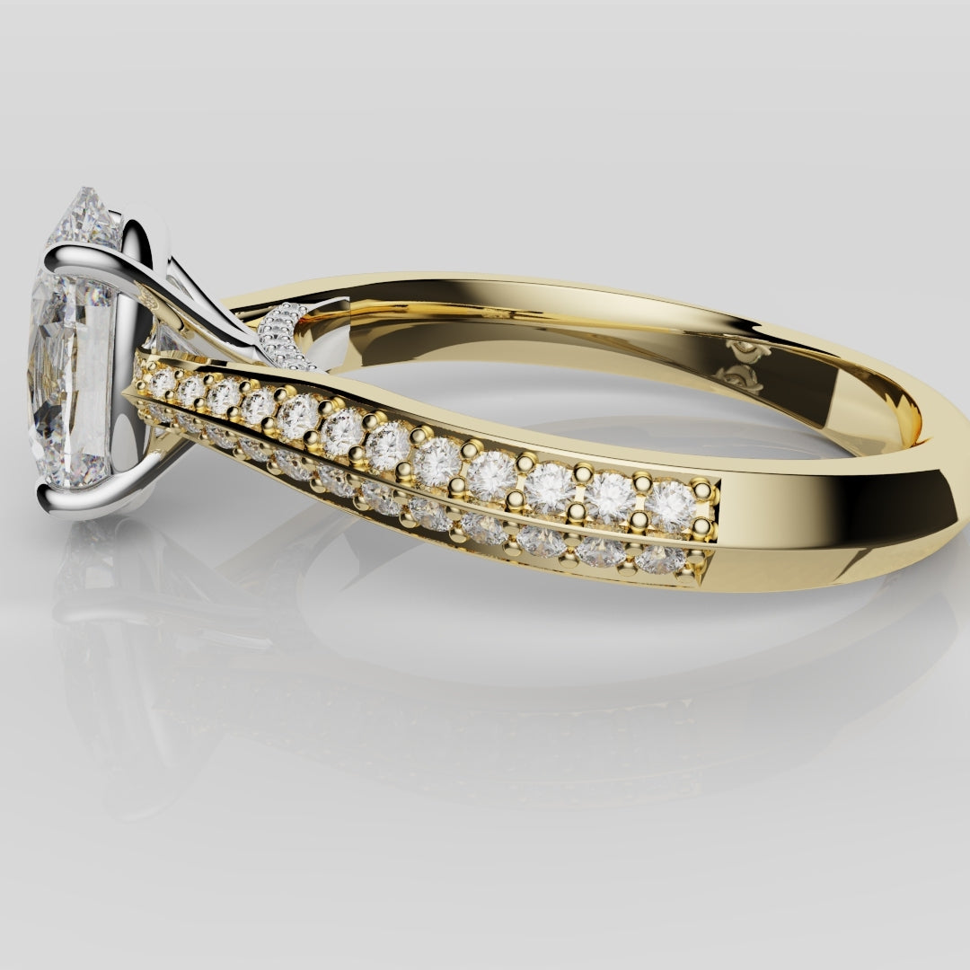 Double Row Pavé Oval Diamond Engagement Ring