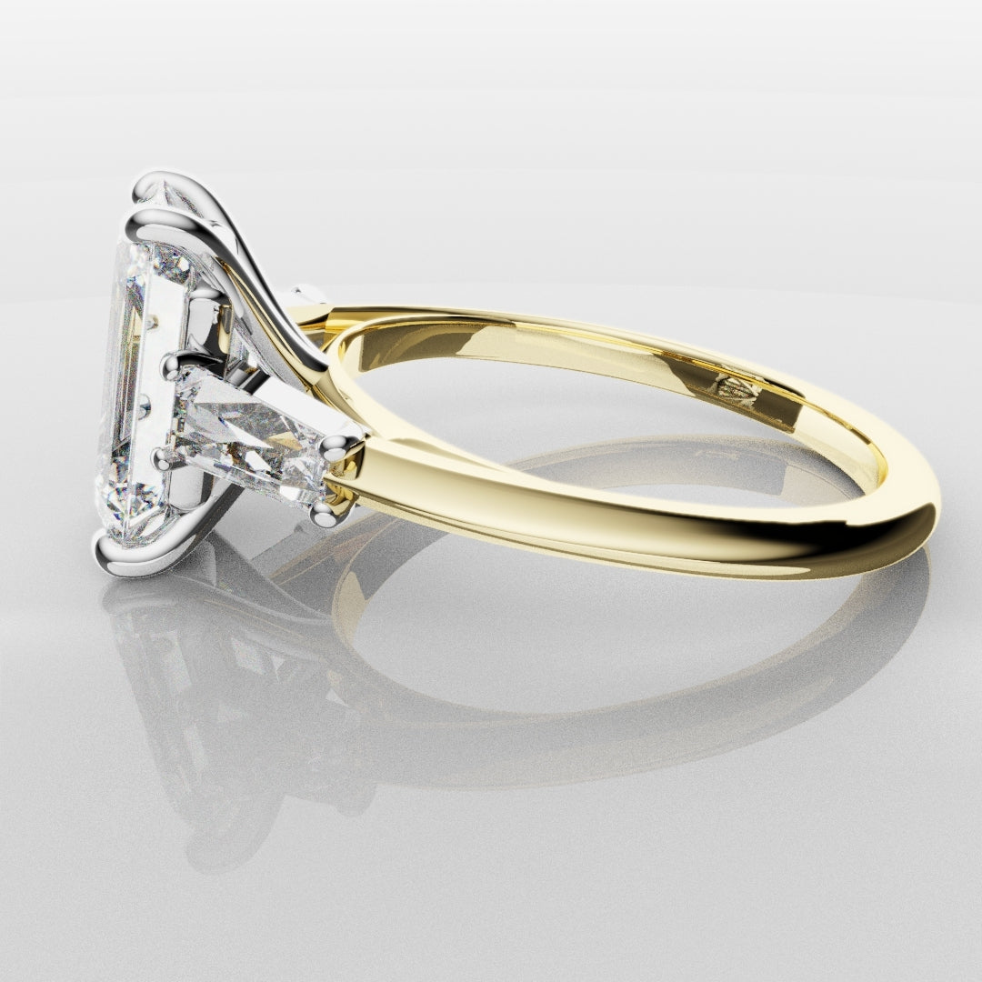 Emerald Cut Diamond Ring With Tapered Baguettes