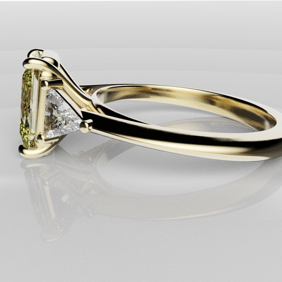 Fancy Yellow Radiant Cut Trilogy Engagement Ring
