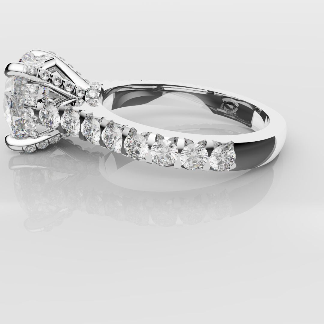 Round Brilliant Cut Hidden Halo With Diamond Set Claws