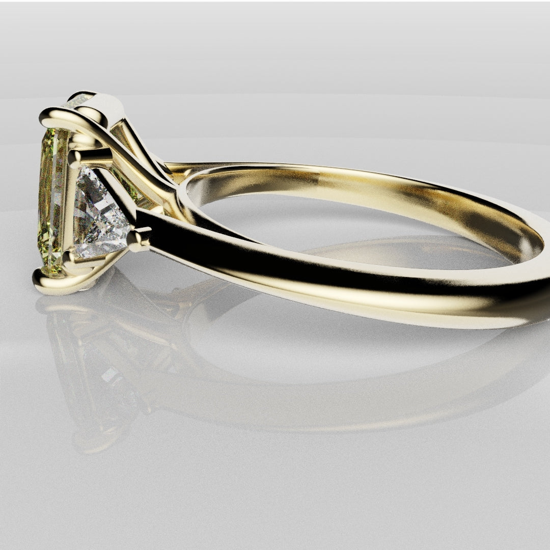 Fancy Yellow Radiant Cut Trilogy Engagement Ring