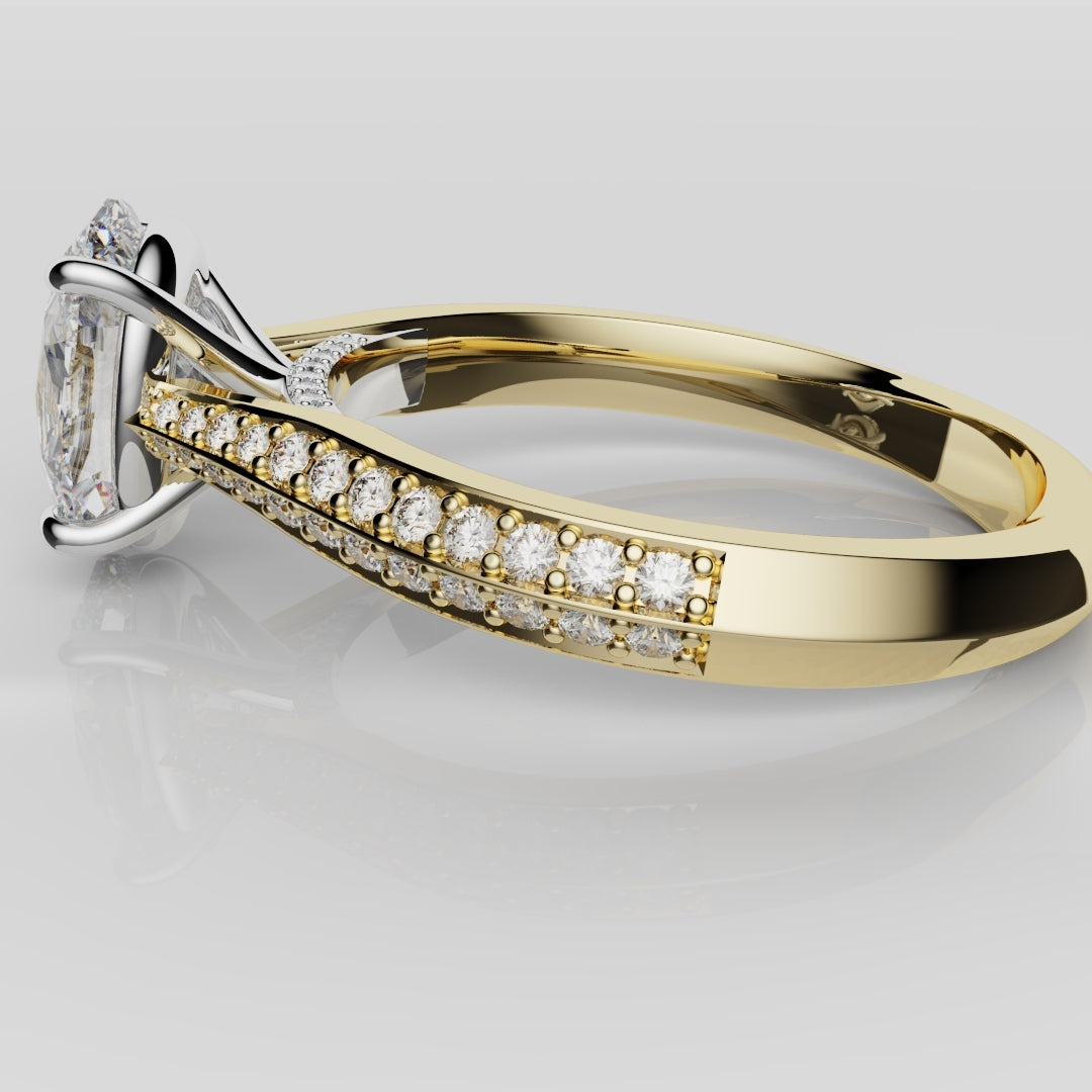 Double Row Pavé Oval Diamond Engagement Ring