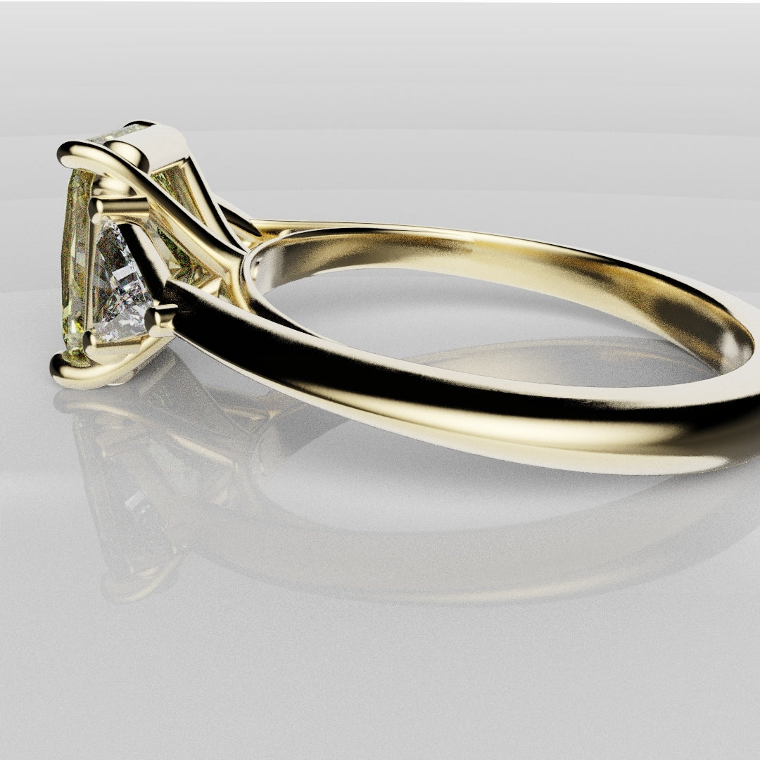 Fancy Yellow Radiant Cut Trilogy Engagement Ring