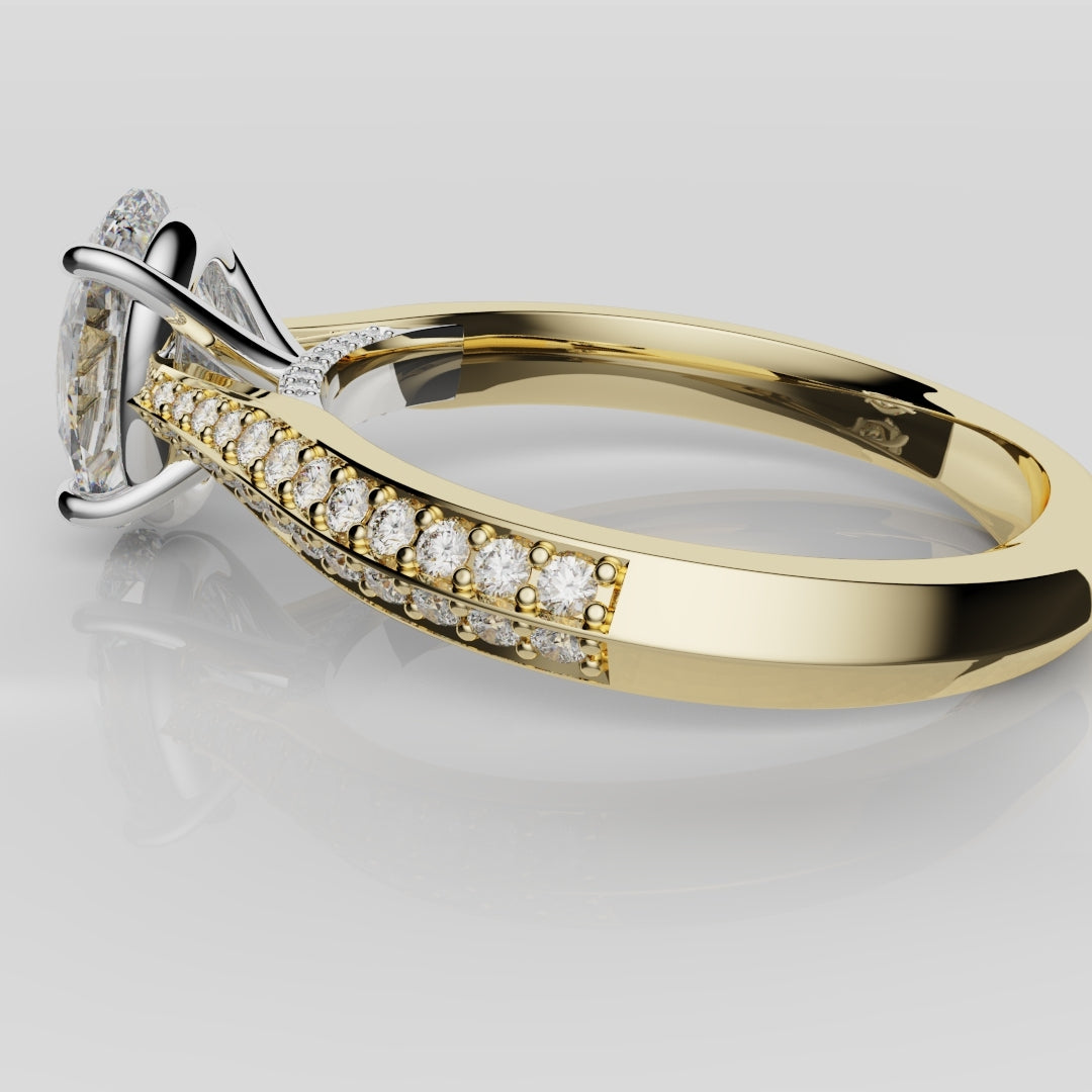 Double Row Pavé Oval Diamond Engagement Ring