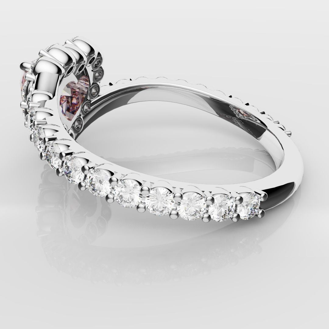 Pink Heart Diamond Halo Engagement Ring