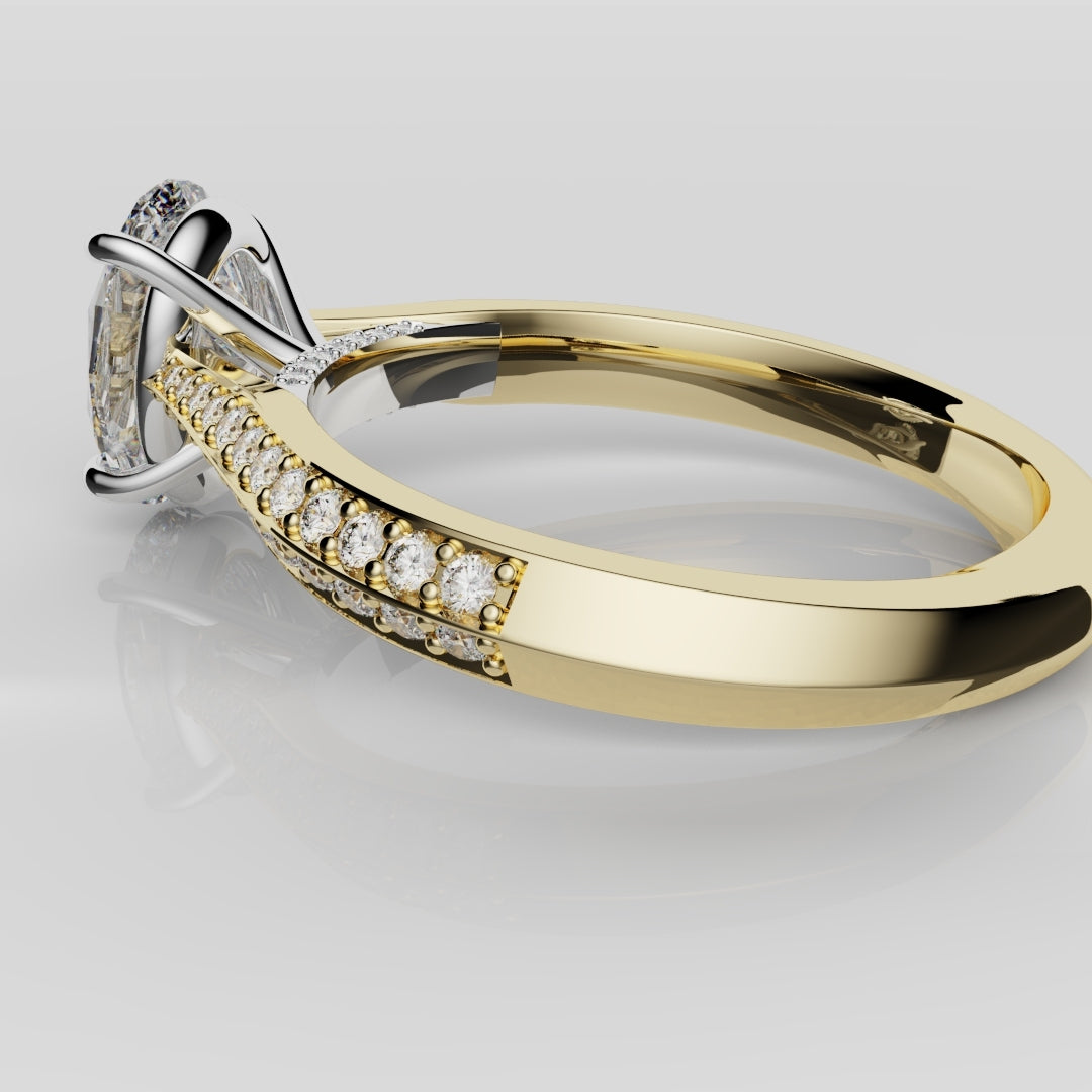 Double Row Pavé Oval Diamond Engagement Ring