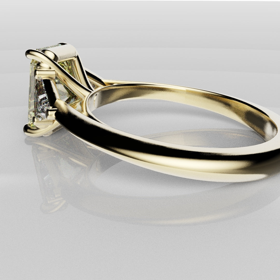 Fancy Yellow Radiant Cut Trilogy Engagement Ring