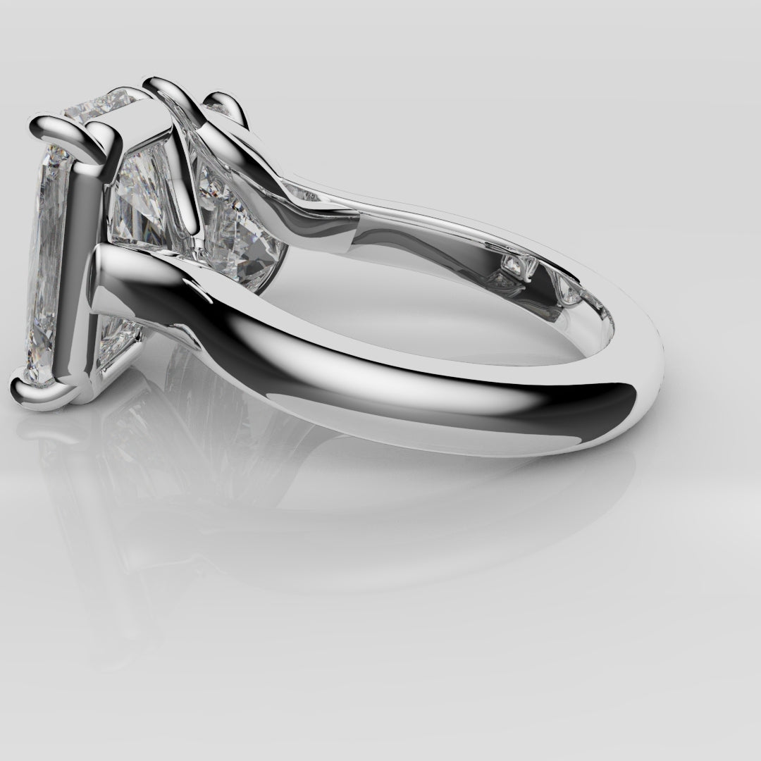 Radiant and Pear Diamond Toi & Moi Engagement Ring